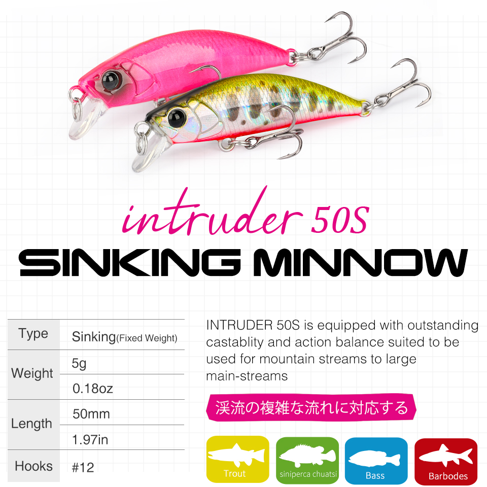 TSURINOYA 50S НОВЫЙ ЦВЕТ 5 см  – обзор и цена Fishing Lure Jerkbait